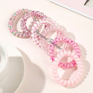 Spiral hair tie pack ~PINK