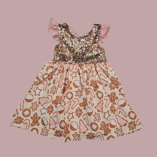 Sequins Gingerbread tie back dress size 8t