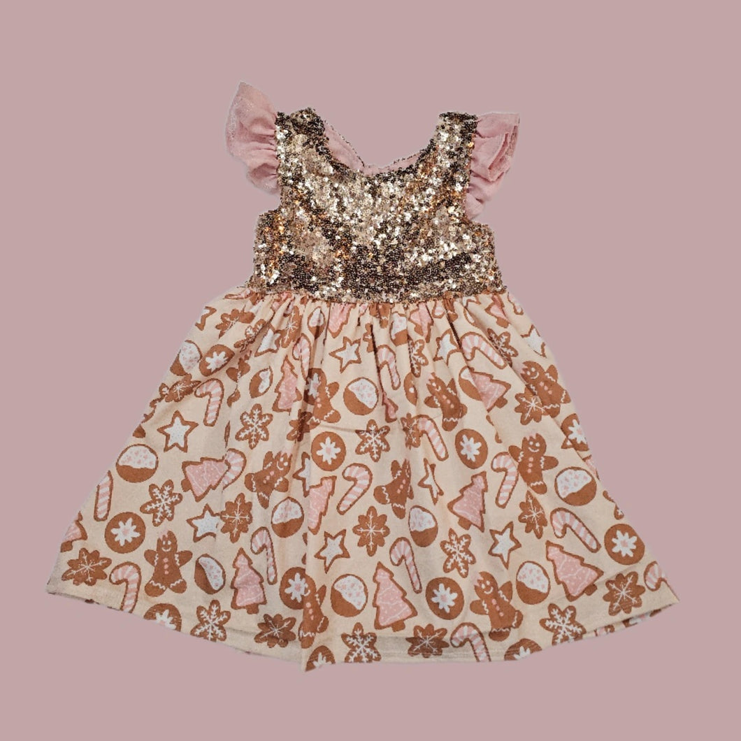 Sequins Gingerbread tie back dress size 8t