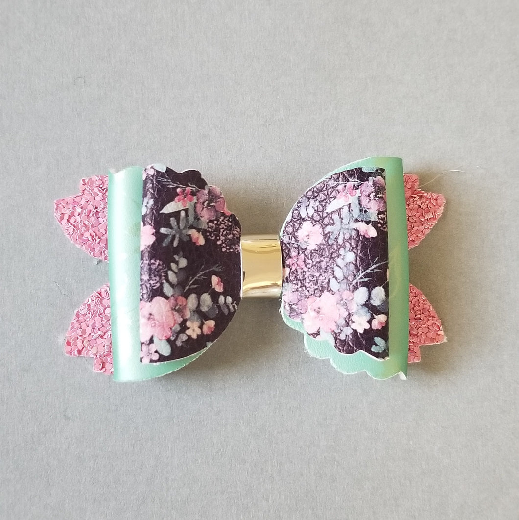 Mint Floral Fantasy Bow