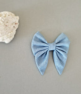 Sailor Bow ~ Nautical Light blue jean